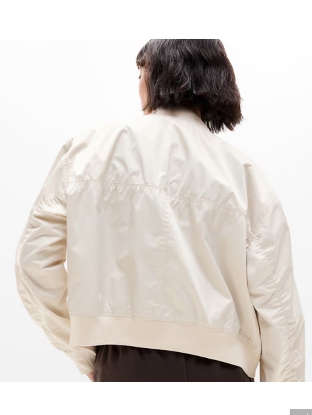 Athleta Bone Cream Satin Flex Bomber Jacket Size S Insulated - Picture 2 of 12